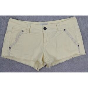 BKE Womens Aspen‎ Cut off Shorts Sz 26 Yellow Embroidered Piping Daisy Dukes